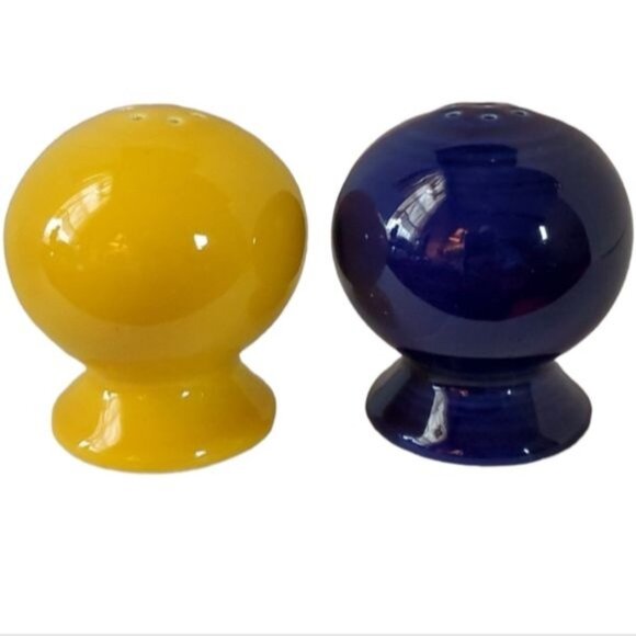 Fiestaware Fiesta CERAMIC Shaker Salt Pepper Daffodil Yellow Twilight Blue - Picture 1 of 8